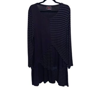 Prisa Collection Tunic Dress Womens O/S Long Sleeve Patchwork Lagenlook Artsy